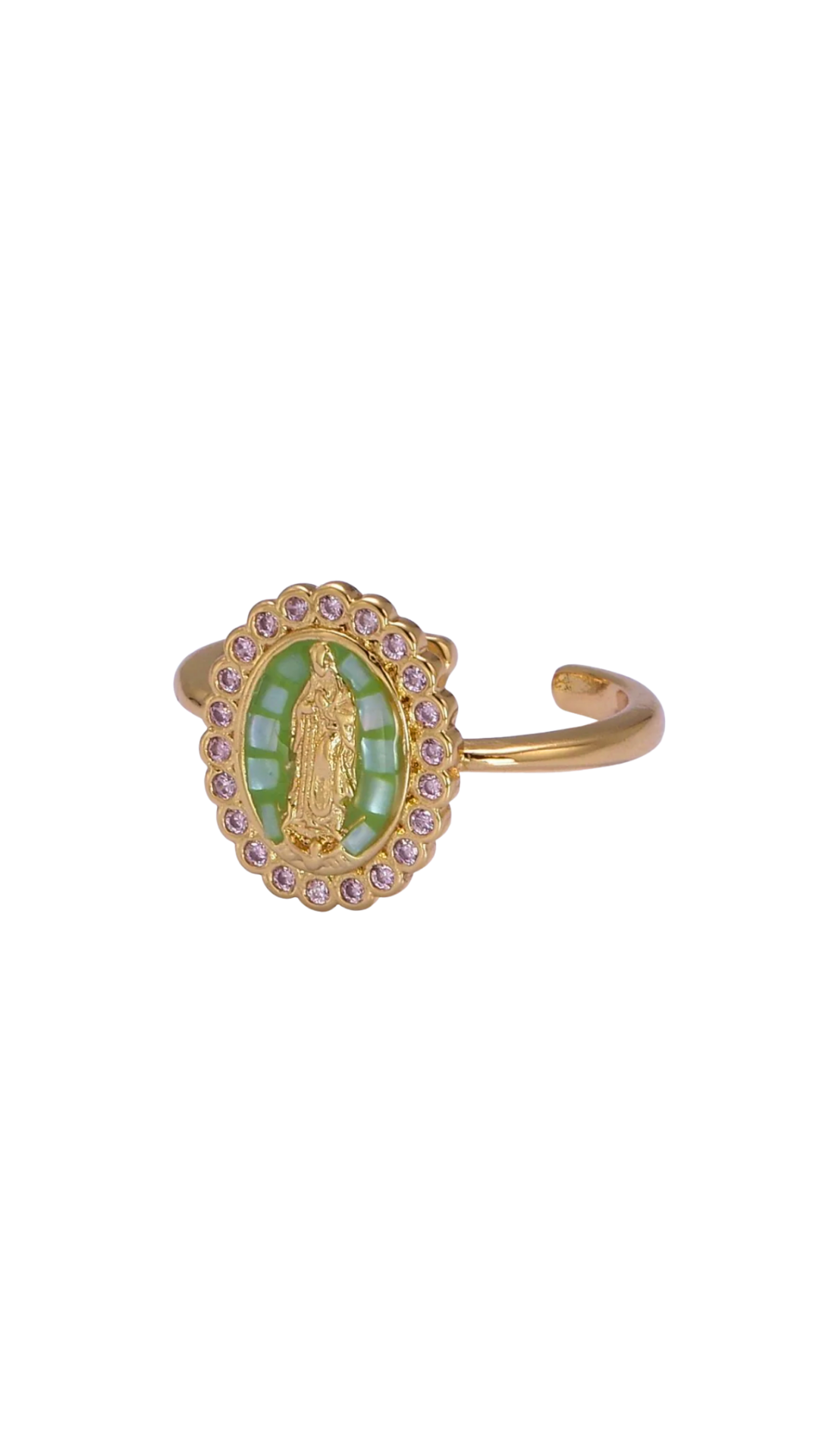 Mother of Pearl and Crystal Ring