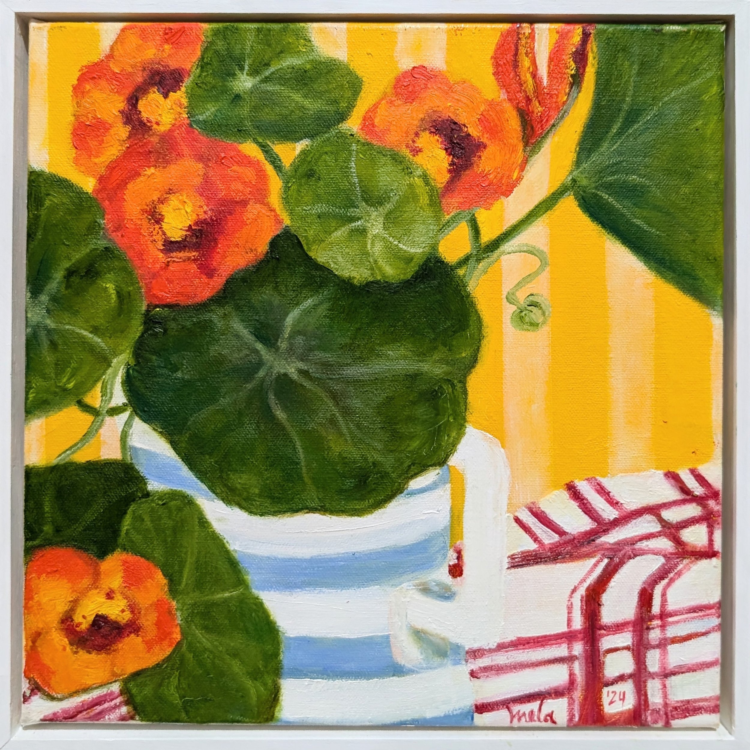 Nasturtiums in the Striped Jug