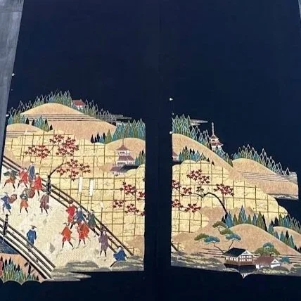 Golden Age #A#B Tomesode Black Silk ToF92