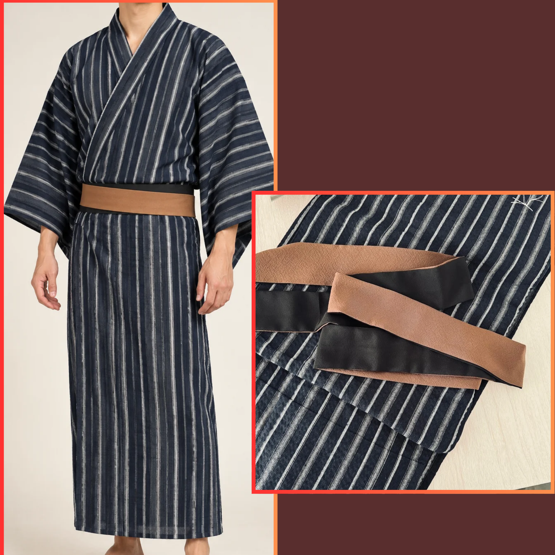 Brand NEW! Navy Strata US Size Men's M/L Cotton Robe Belt Set