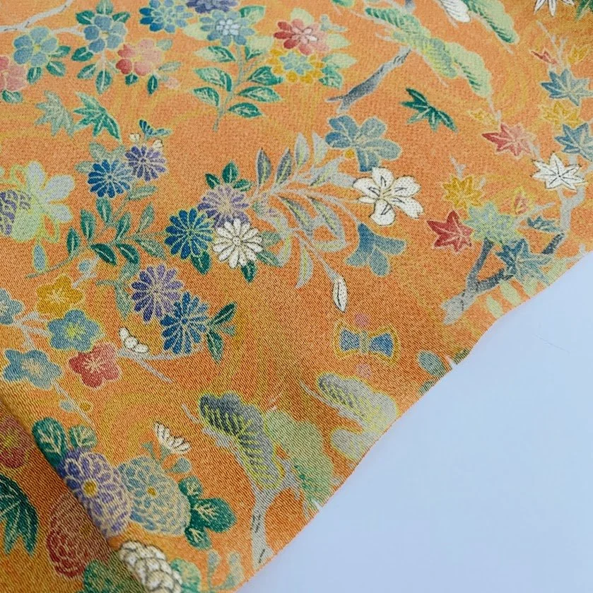 Mandarin Confetti Chirimen Kimono Silk CK5