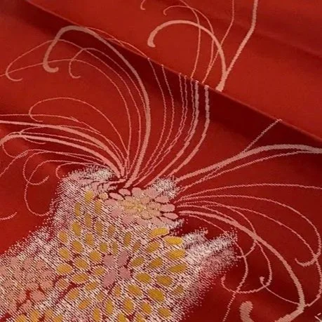 Spider Lily Antique 1920s Brocade Kimono Silk RU79