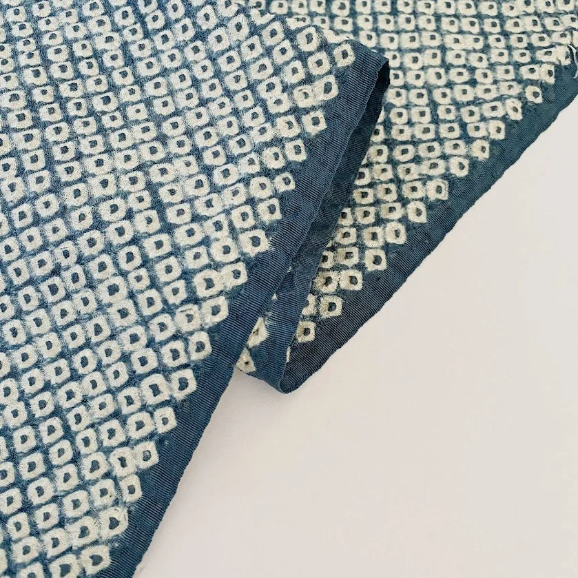 Blue Gray Shibori Silk Kimono Fabric SE97