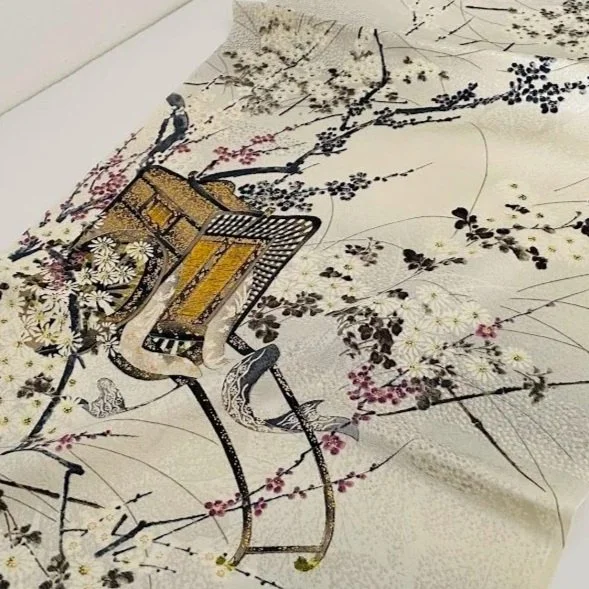 Heian Empress Hand Painted Jacquard Kimono Silk RW23