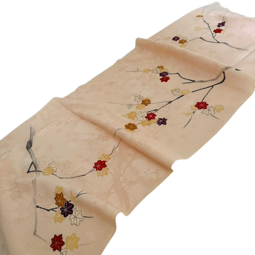 Maple Veil Jacquard Hand Painted Kimono Silk RX63