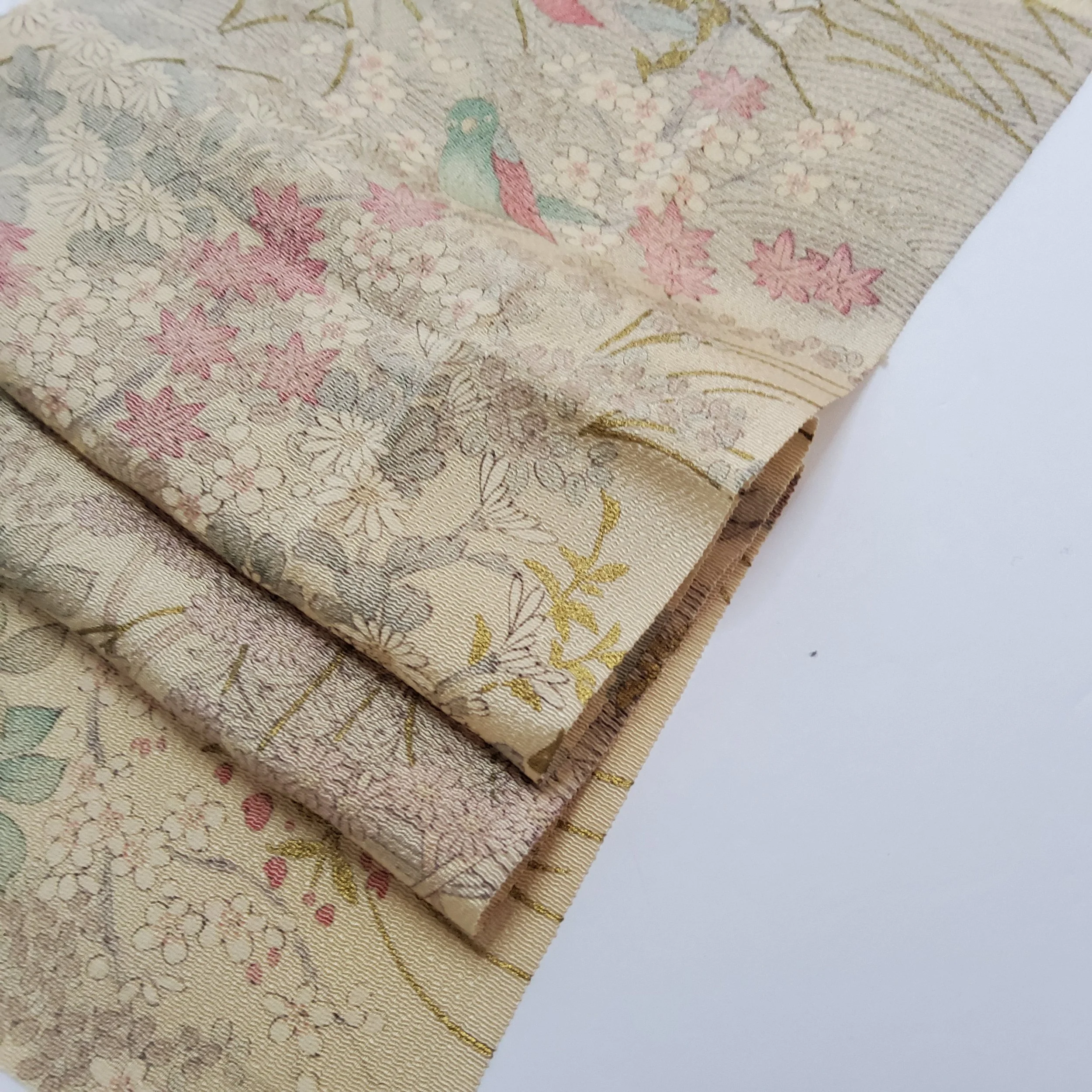 Bird on Branch Plant Dyed Kimono Silk RU39