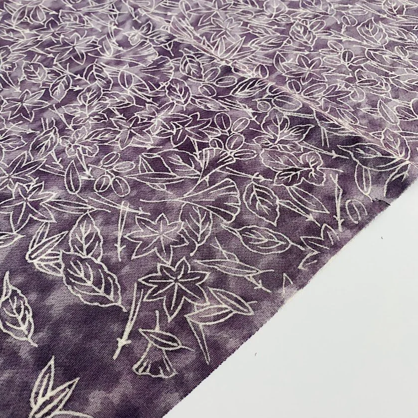 Purple Sketch Hand Drawn Chirimen Kimono Silk CK10