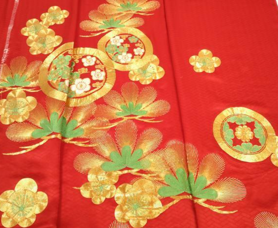 Wedding 15.5yds Entire Embroidered Kimono Silk RW45