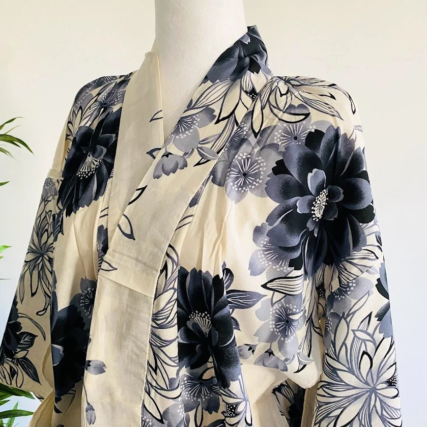 Sumie Peony LONG Cotton Yukata Robe SP