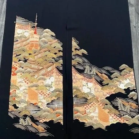 Splendid #C#D Tomesode Black Silk ToF93