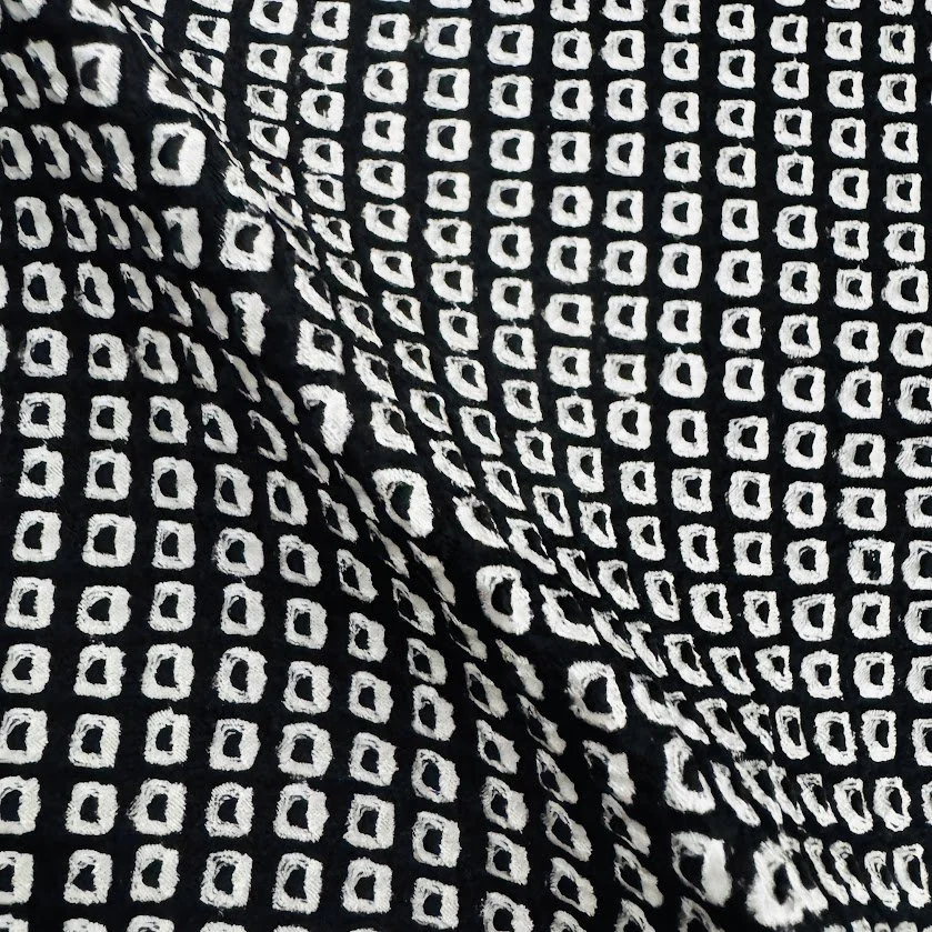 Black Shibori Kanko Silk Kimono Fabric SF2