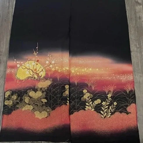 Afterglow Brocade #A#B 2yd Black Silk ToF95