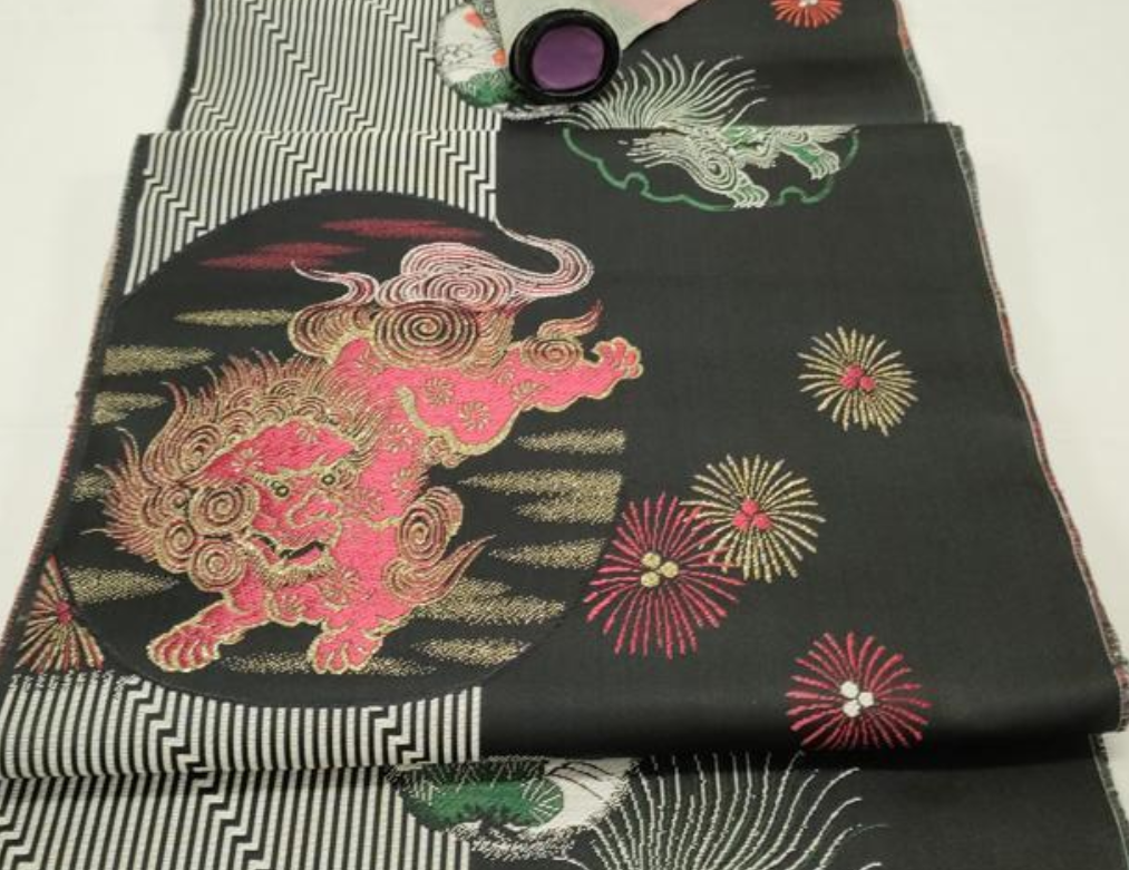 Chinese Lion Whole Bolt Silk Nishijin Brocade Obi BOC
