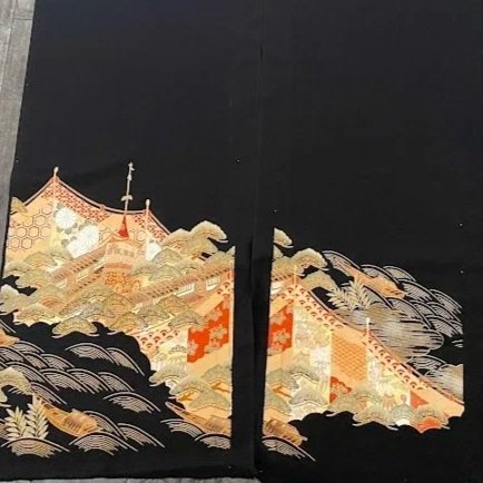 Splendid #A#B Tomesode Black Silk ToF93