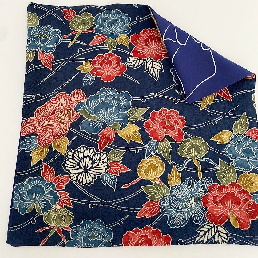 Blue Reversible Furoshiki Silk Wrap