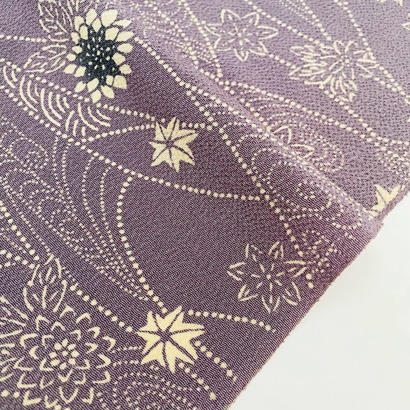 Lilac Constellation Chirimen Kimono Silk CJ80