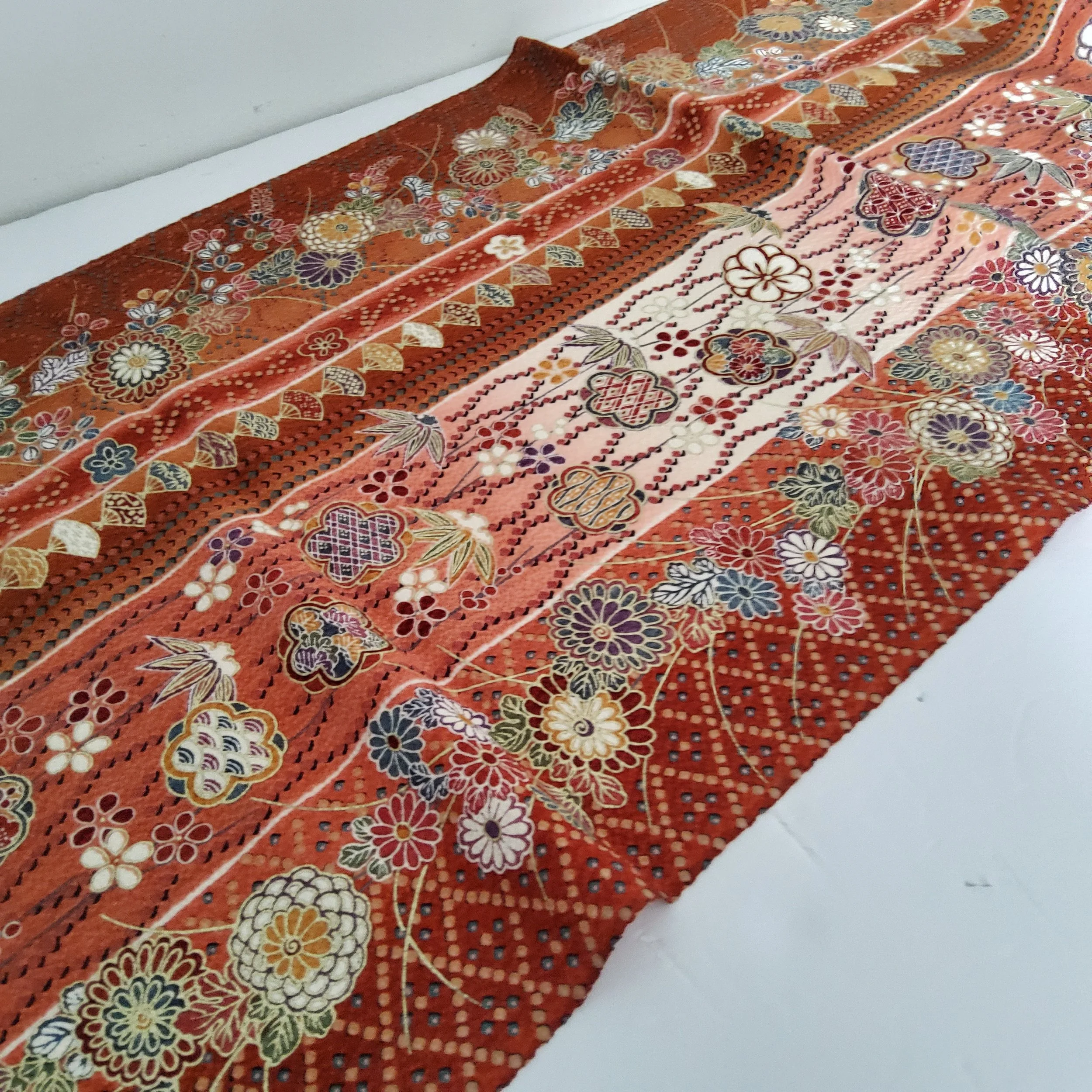 Where Flowers Gather Hand Colored Kimono Silk RU43