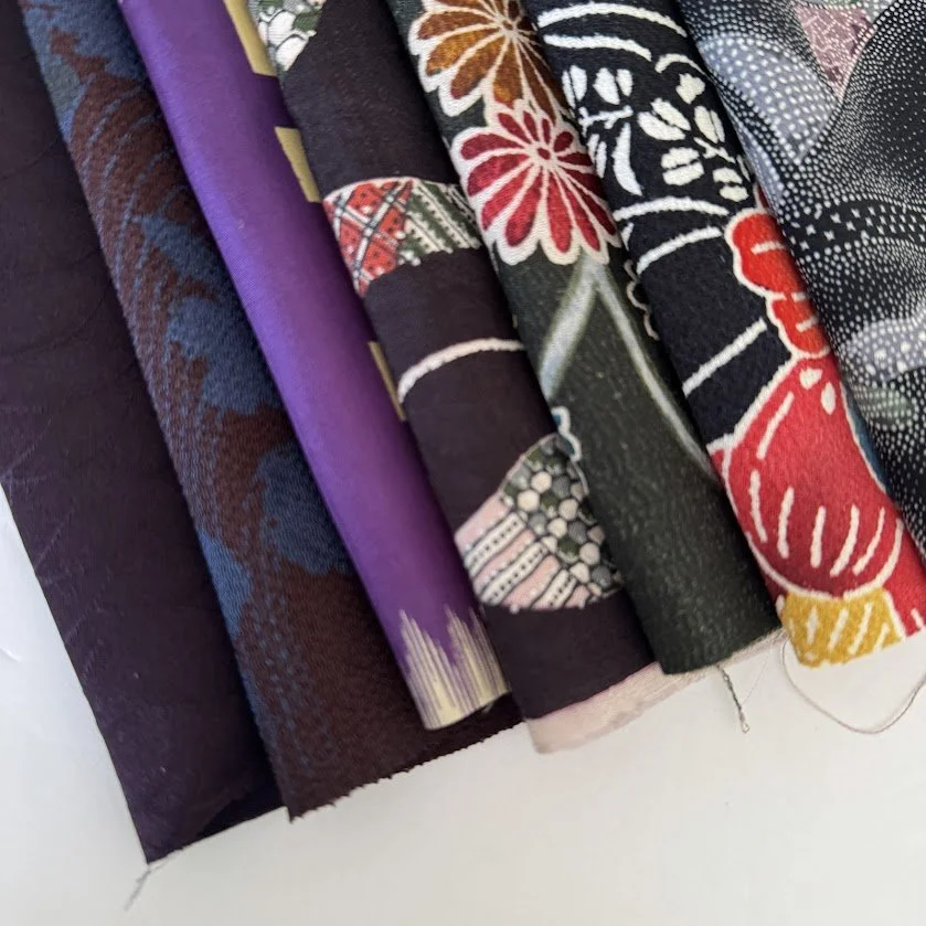 Bundle ##258 Purple Black Kimono Silk Panels