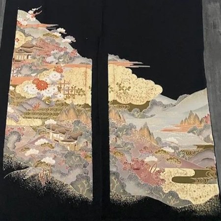 Rolling Hill #C#D Tomesode Black Silk ToF91