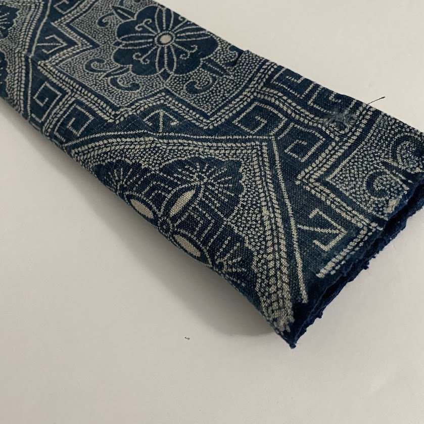 RARE! Boro Indigo Hexagon 1890-1910s Cotton Fabric