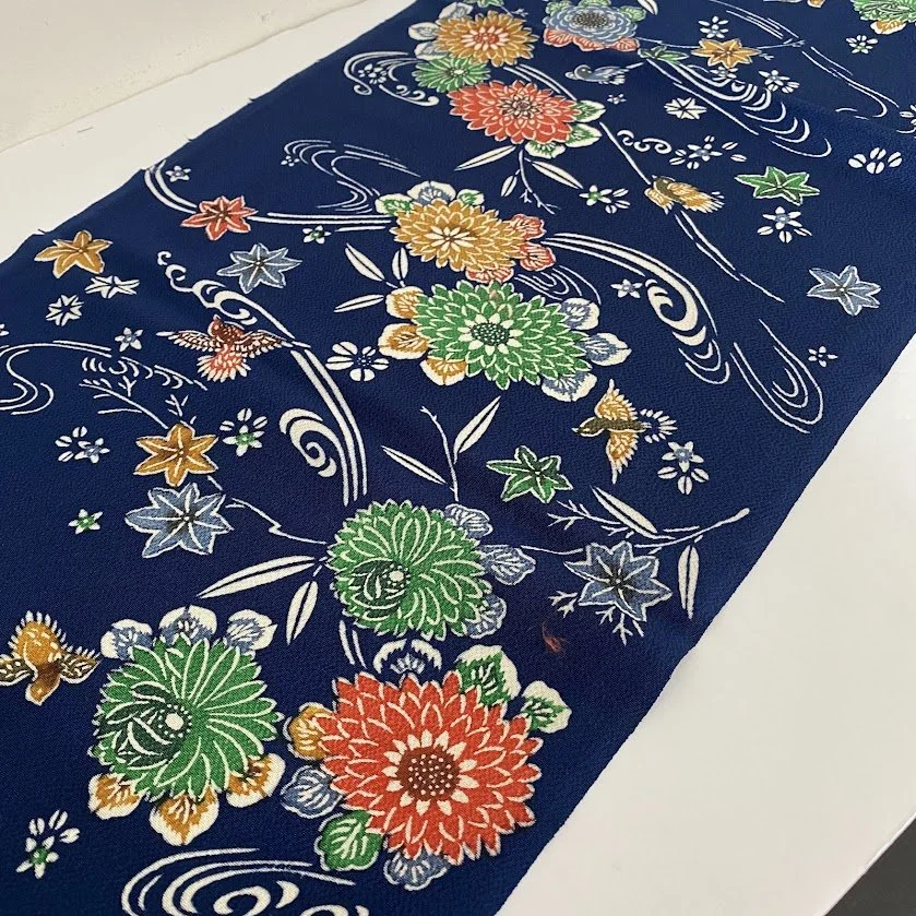 Blue River Chirimen Kimono Silk CK32