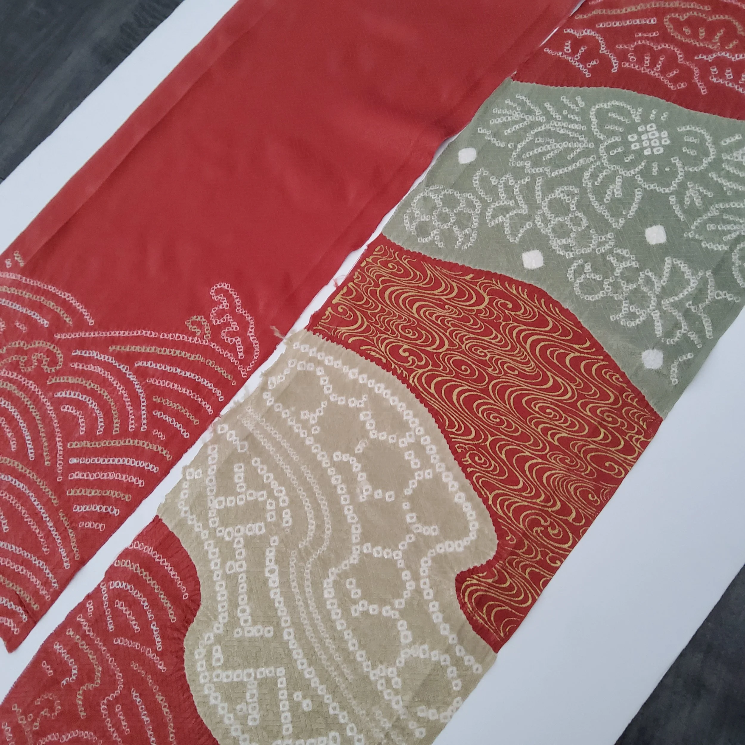 Red Sea #Cset#Eset LONG Shibori Silk Kimono Fabric SE62