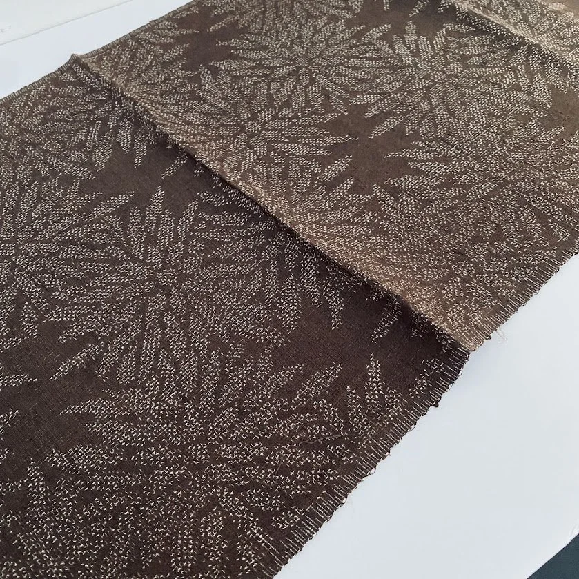 Coffee Brown Kiku Hand Woven Tsumugi Kimono Silk TJ68