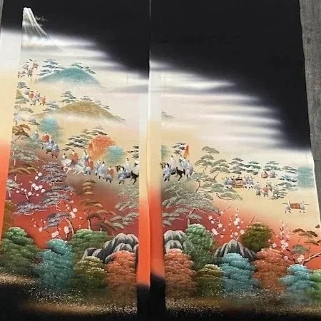 Samurai Parade #C#D Tomesode Black Silk ToF88