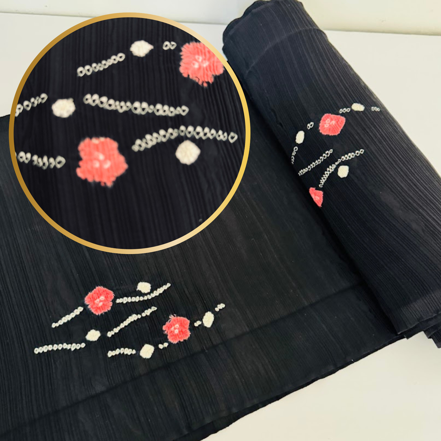 Black Fleur 9yd Entire Deconstructed Haori Silk SF40
