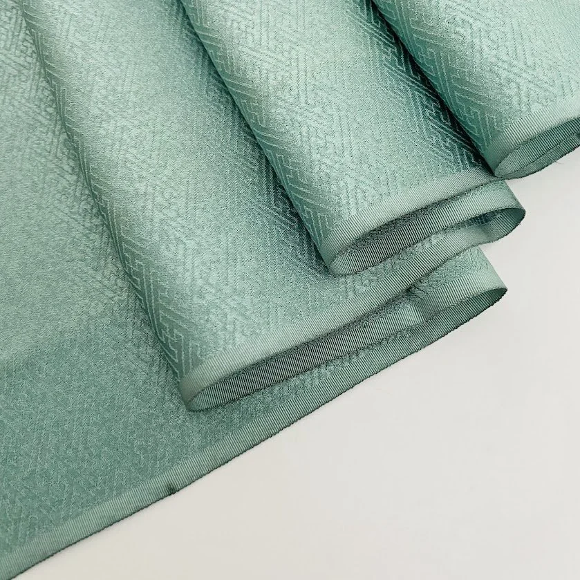 Light Teal Green Jacquard Silk Kimono Fabric SCH42