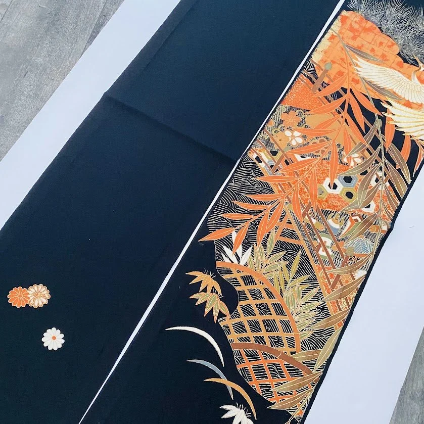 Afterglow #E#Fset Tomesode Black Silk ToF82