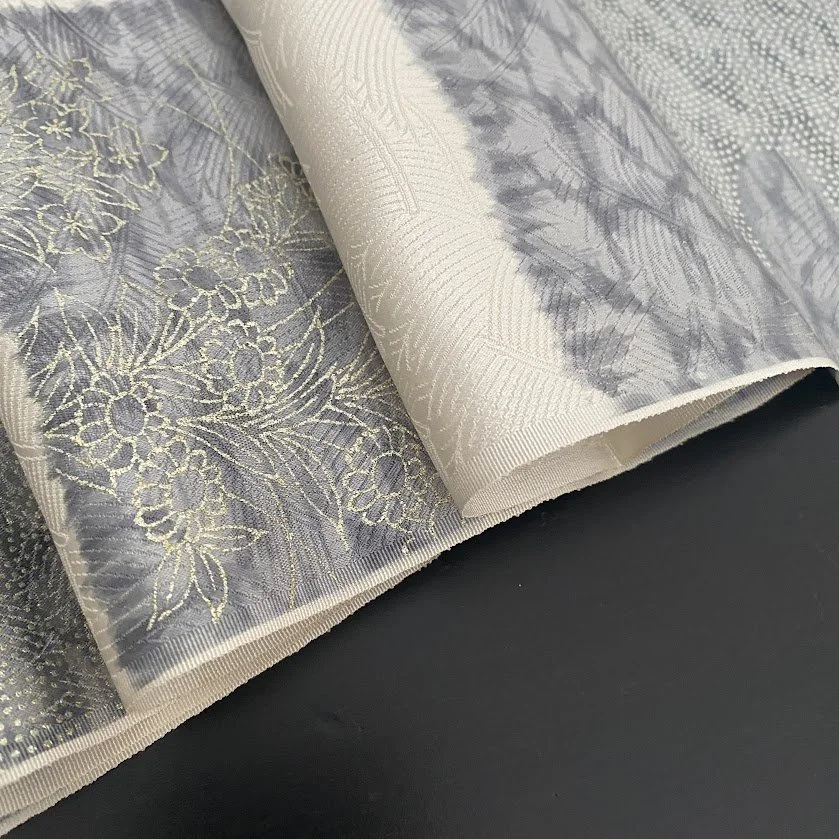 UnUsed Gray Dignity Shibori Jacquard Silk Kimono Fabric SE73