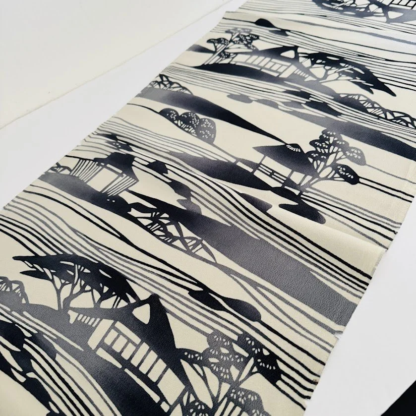 Ink Mirage Kimono Silk Fabric RW54