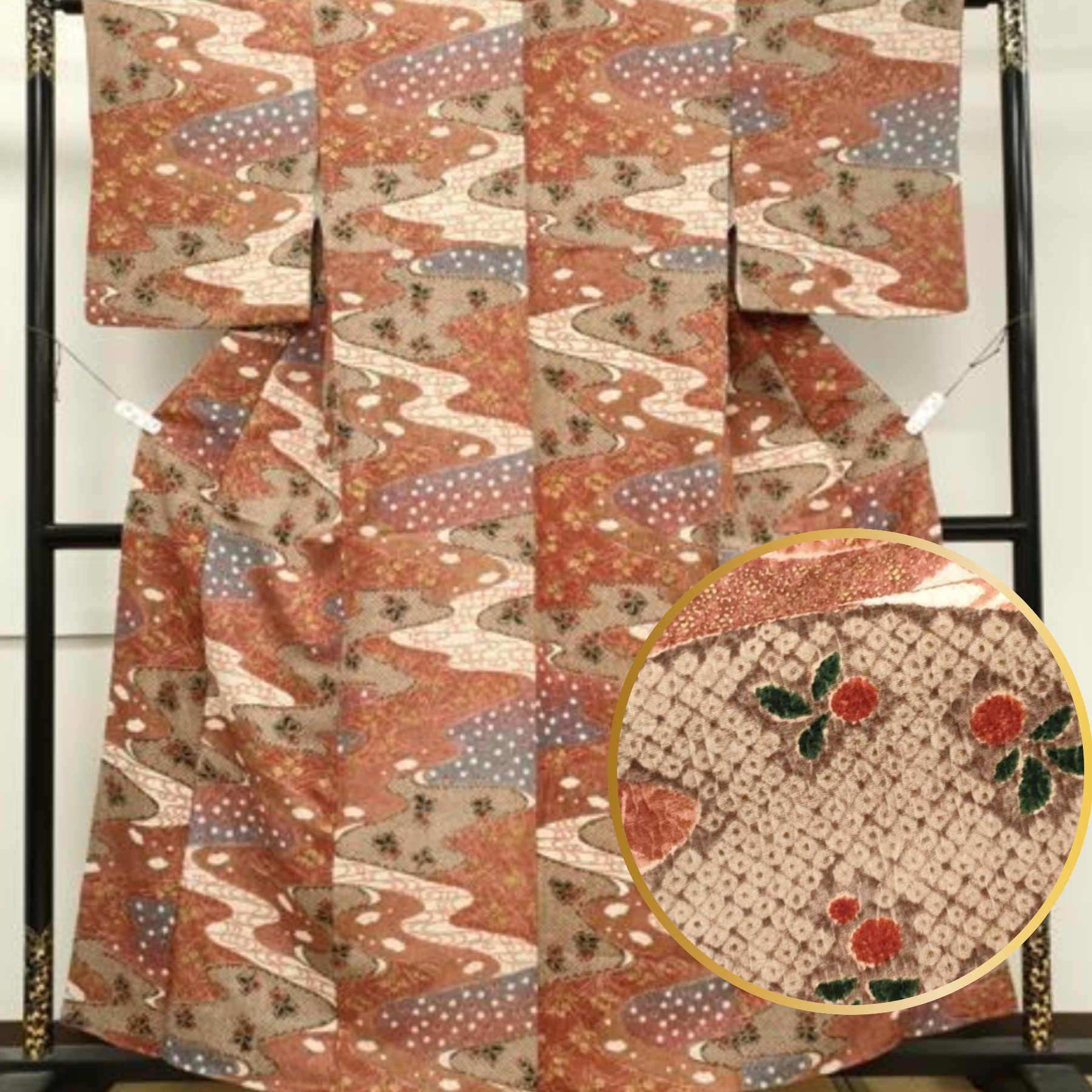 Rust River LONG Silk Kimono Robe 1745