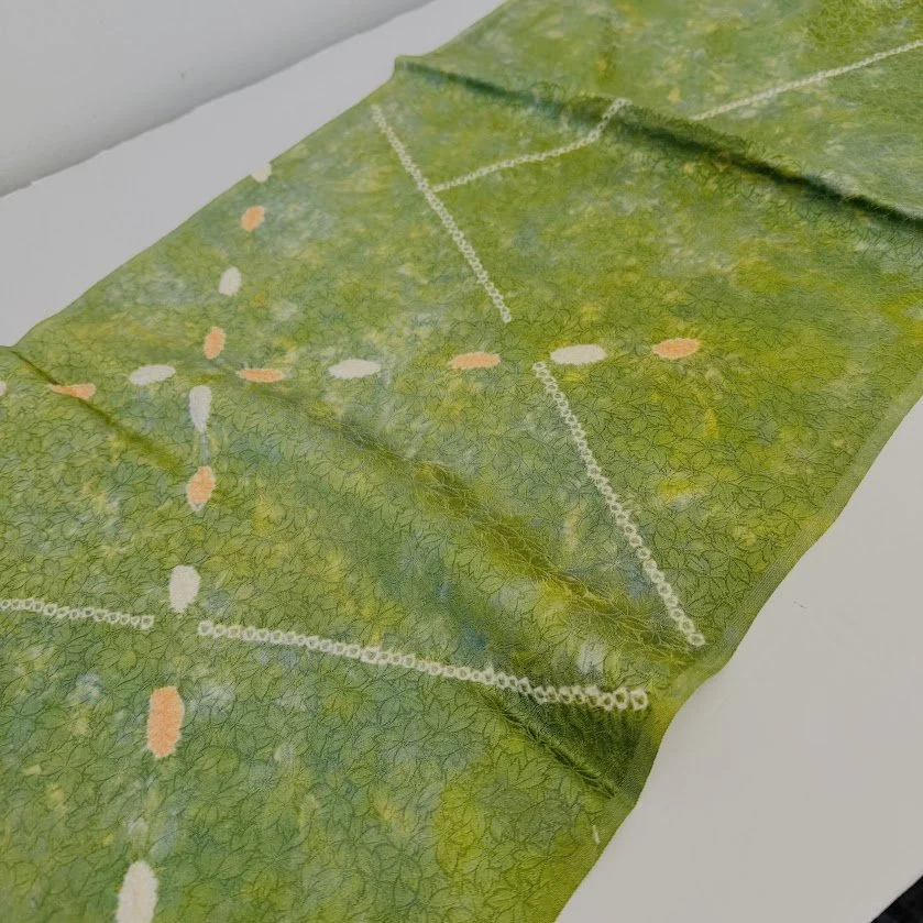 Fern Path Shibori Silk Kimono Fabric SF22
