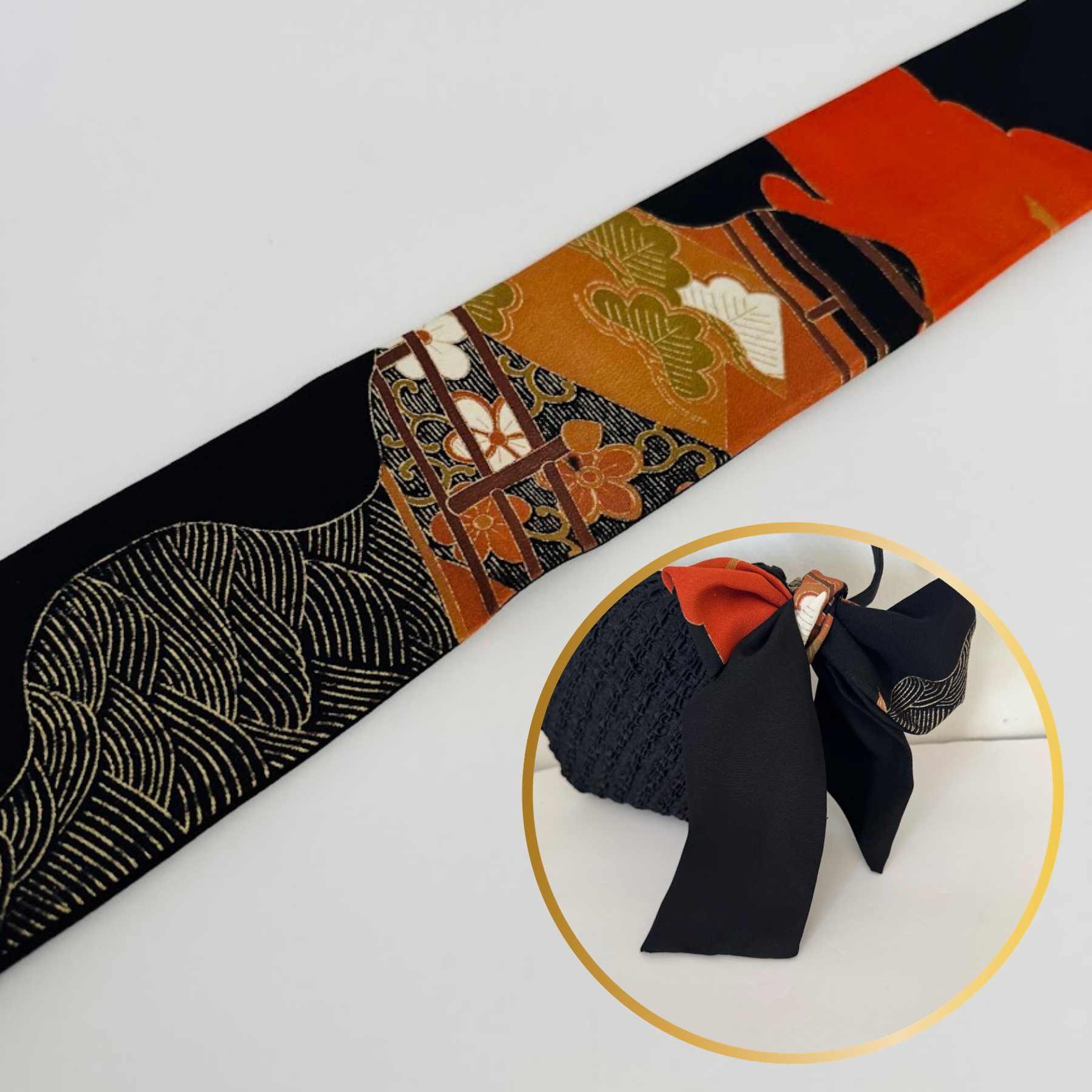 Sunset Silk Skinny Neck & Purse Scarf