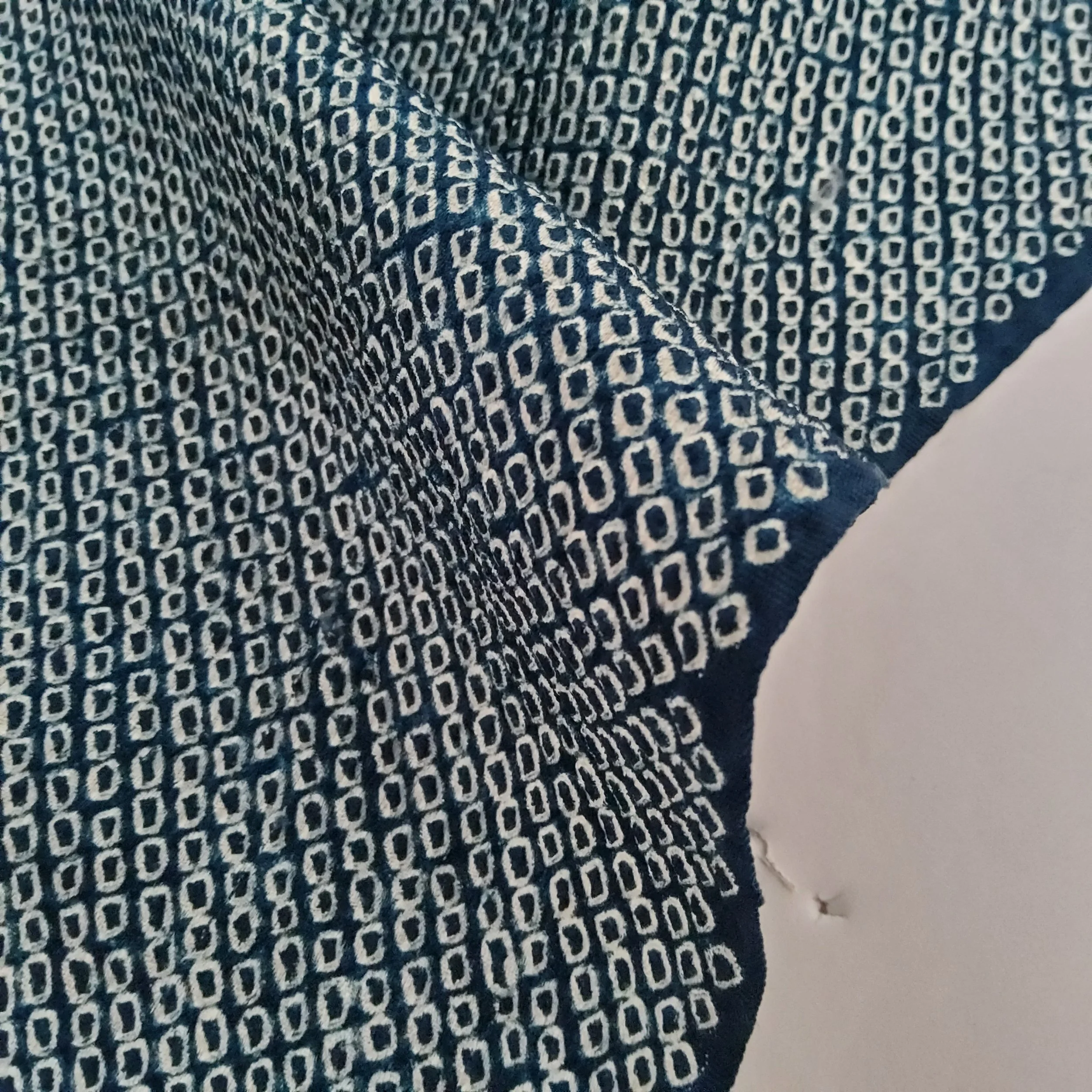 Dark Aegean Blue Shibori Silk Kimono Fabric SF1