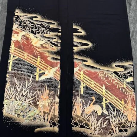 Mother of Pearl #C#D Tomesode Black Silk ToF59
