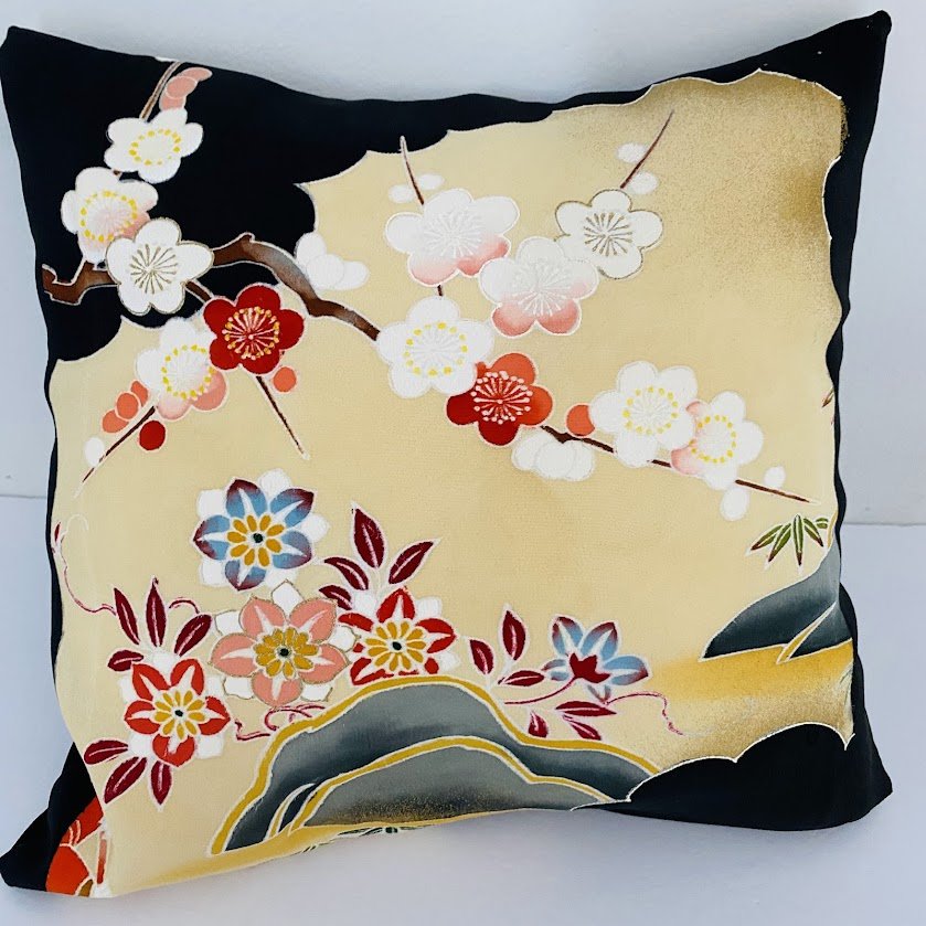 Plum Branch 12x12 Silk Pillow Cover Case