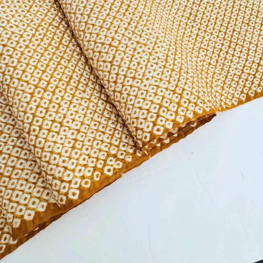 Honey Mustard Shibori Silk Kimono Fabric SF33