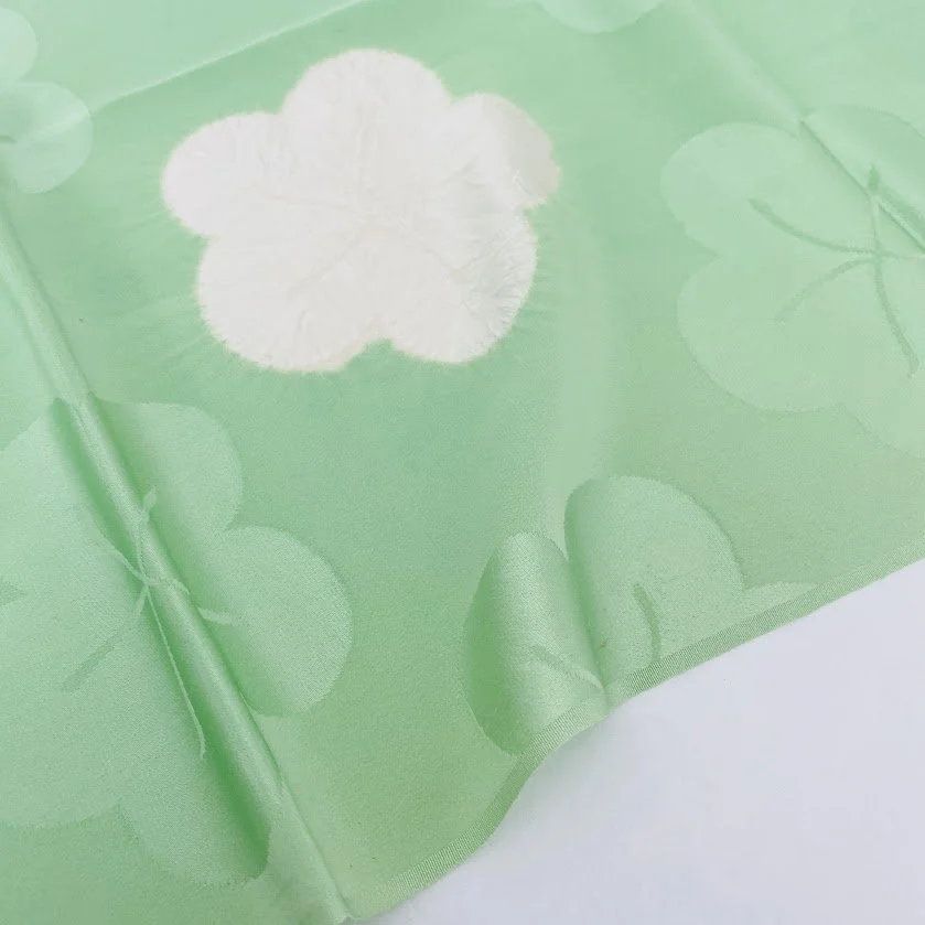 Light Pastel Green Jacquard Nagajuban Silk Fabric NJ38