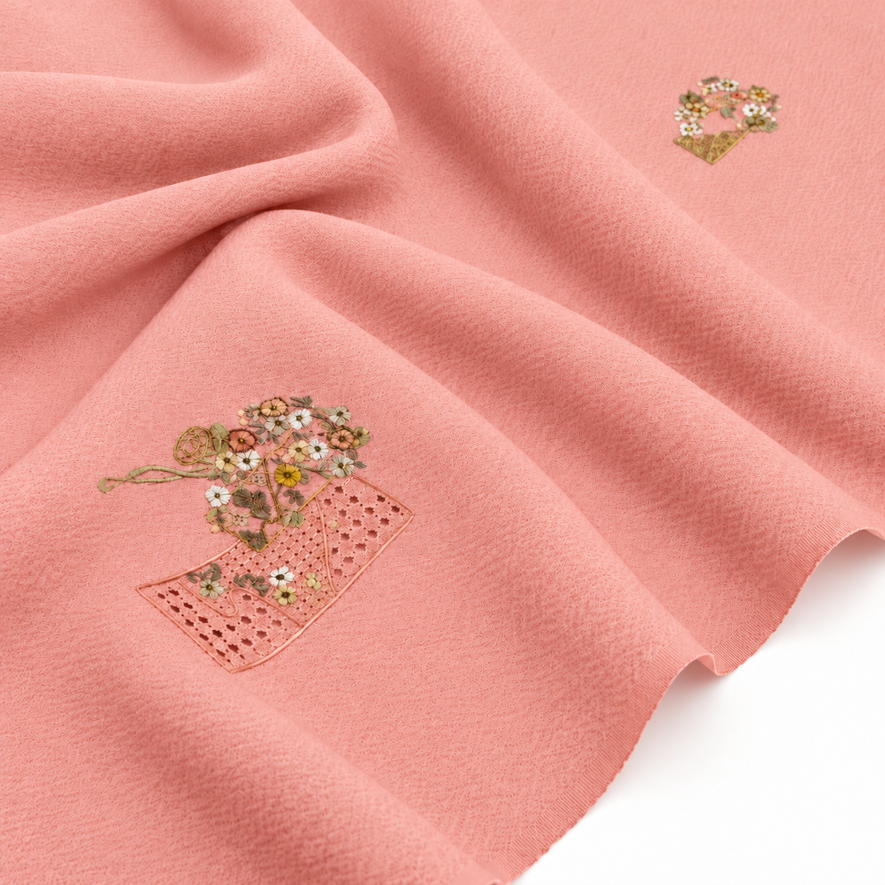 Embroidered Silk Kimono Fabric JG89