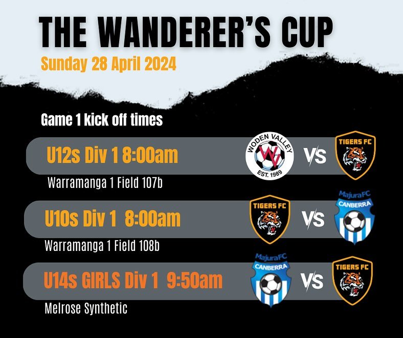 𝗧𝗶𝗴𝗲𝗿𝘀 𝗙𝗖 𝗗𝗶𝘃 𝟭 | 𝗣𝗿𝗲𝘀𝗲𝗮𝘀𝗼𝗻
A big weekend of trial matches for our Tigers FC Div 1 squads in preparation for the start of the regular season.
&nbsp;
🟠 𝗦𝗮𝘁𝘂𝗿𝗱𝗮𝘆 𝟮𝟳 𝗔𝗽𝗿𝗶𝗹 𝟮𝟬𝟮𝟰
Our U14s take on Belsouth in the la