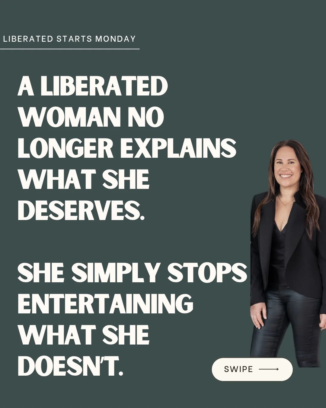 A liberated woman doesn&rsquo;t wait to be chosen.
She chooses herself.

She stops negotiating her worth.
Stops explaining her needs.
Stops performing a life that looks good but feels wrong.

LIBERATED is not about fixing yourself.
It&rsquo;s about r