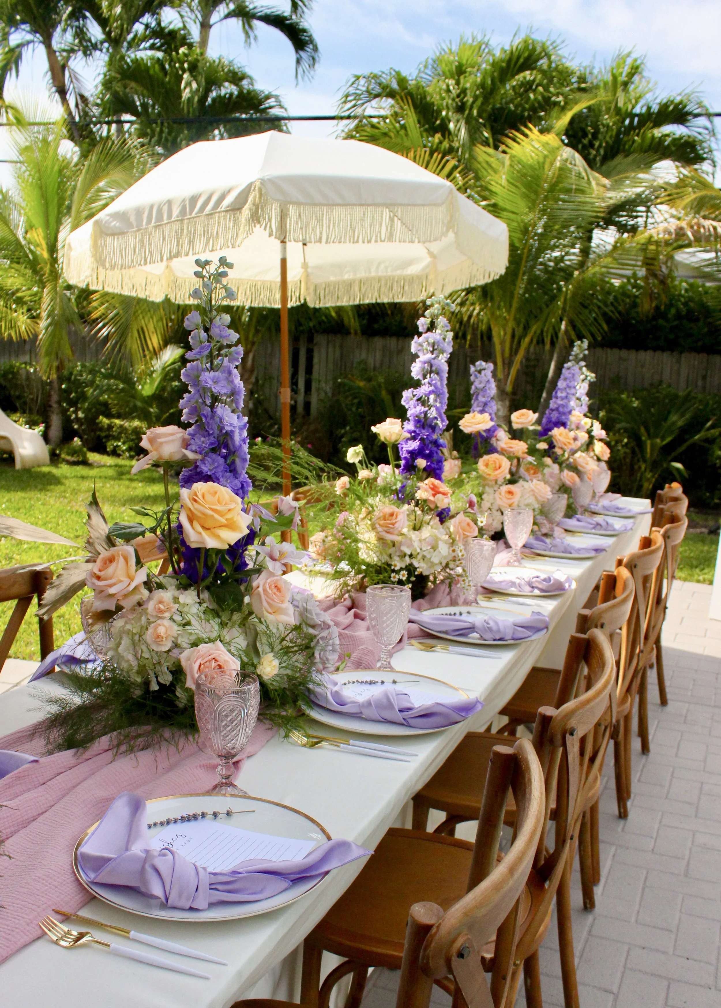 peach fuzz, peachy florals, periwinkle theme, baby shower, luxury picnic