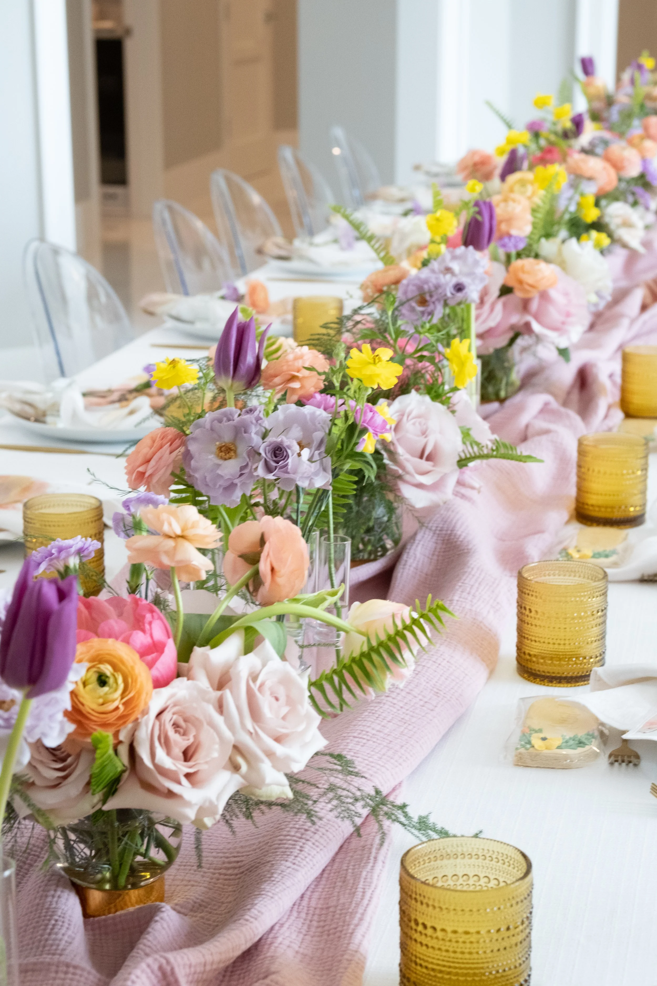 boca raton event, birthday flowers, zimmerman dress, floral runner, airy flowers, luxury flowers, coral charm peonies, kamper's kitchen, vintage wedding