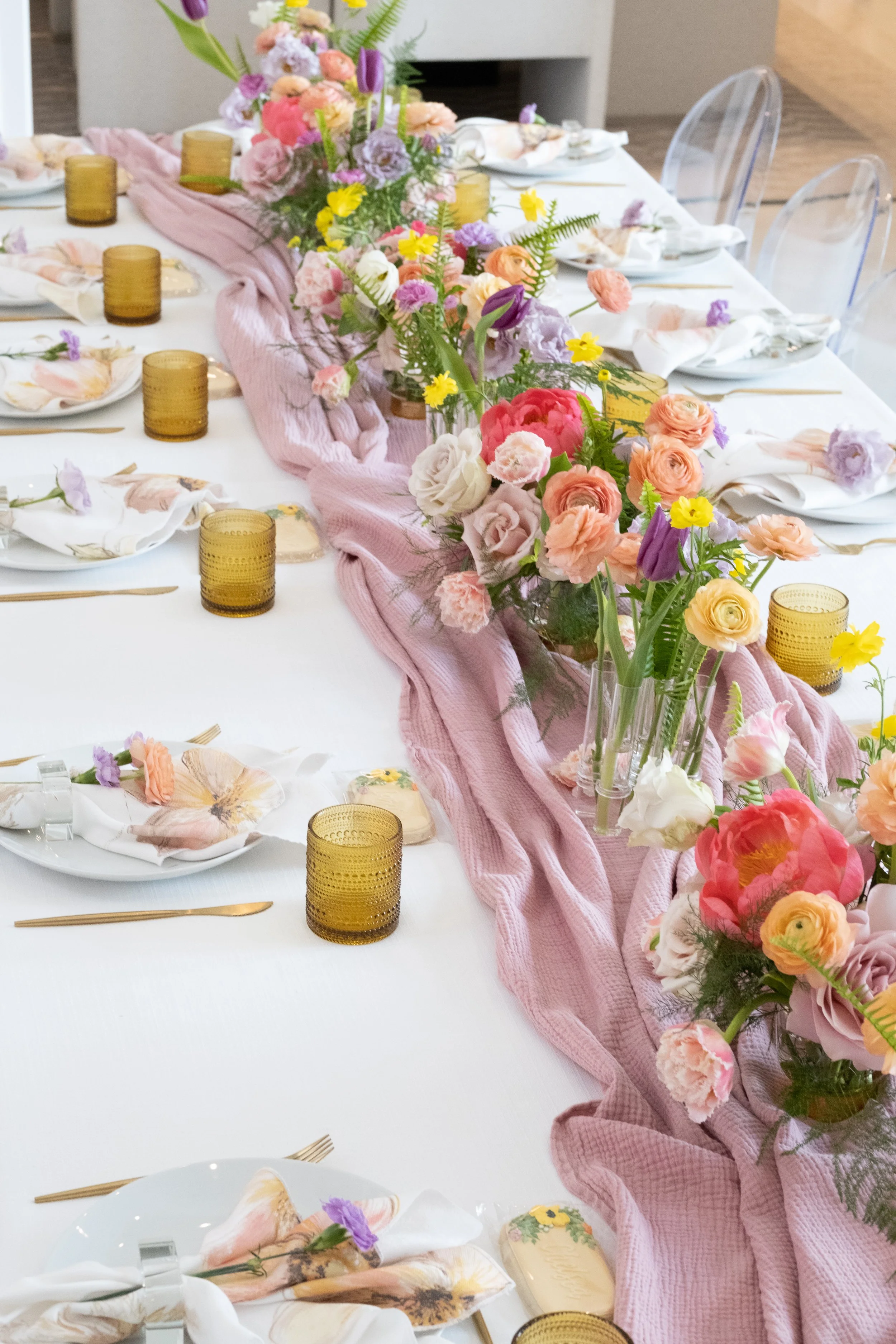 boca raton event, birthday flowers, zimmerman dress, floral runner, airy flowers, luxury flowers, coral charm peonies, kamper's kitchen, vintage wedding
