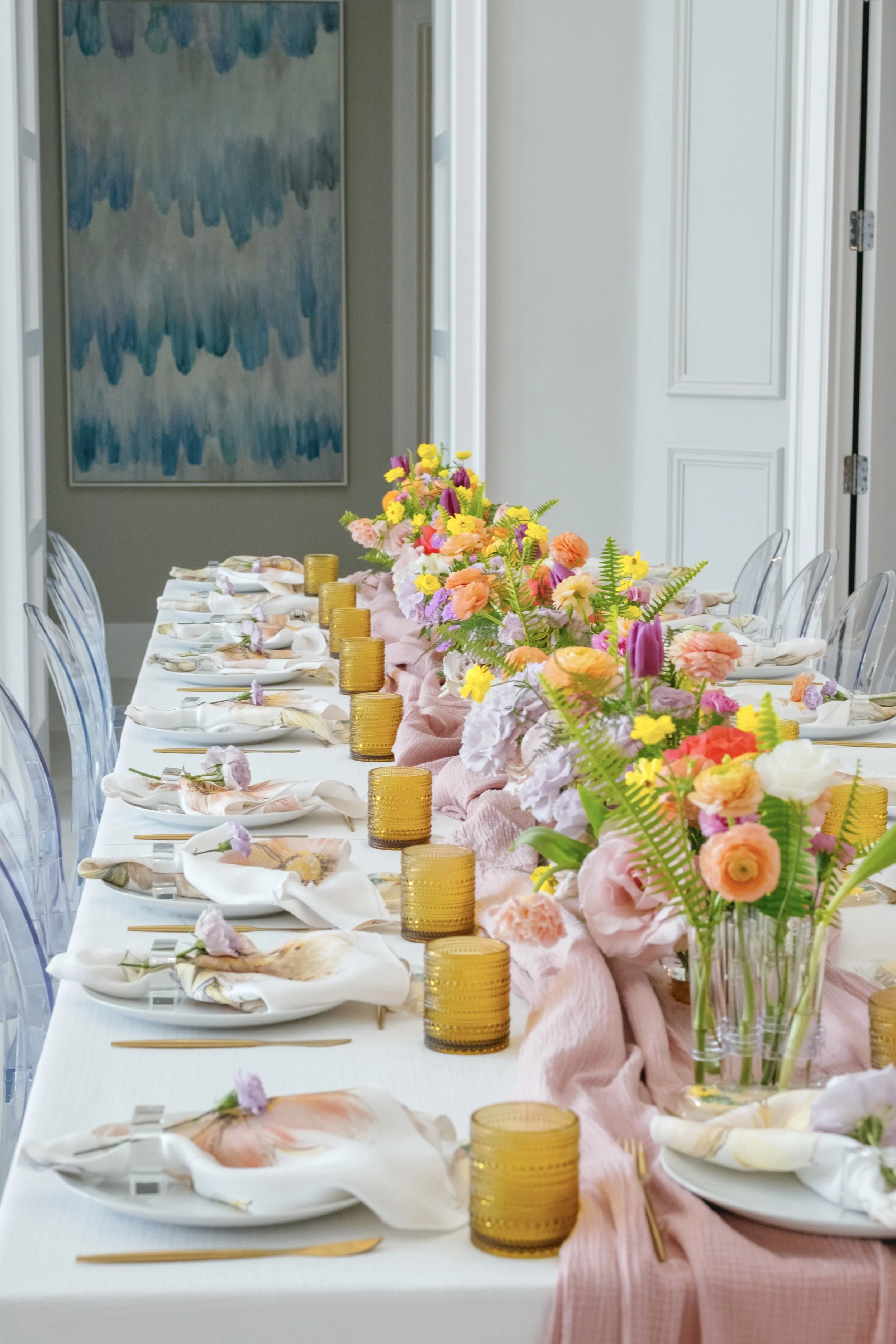 boca raton event, birthday flowers, zimmerman dress, floral runner, airy flowers, luxury flowers, coral charm peonies