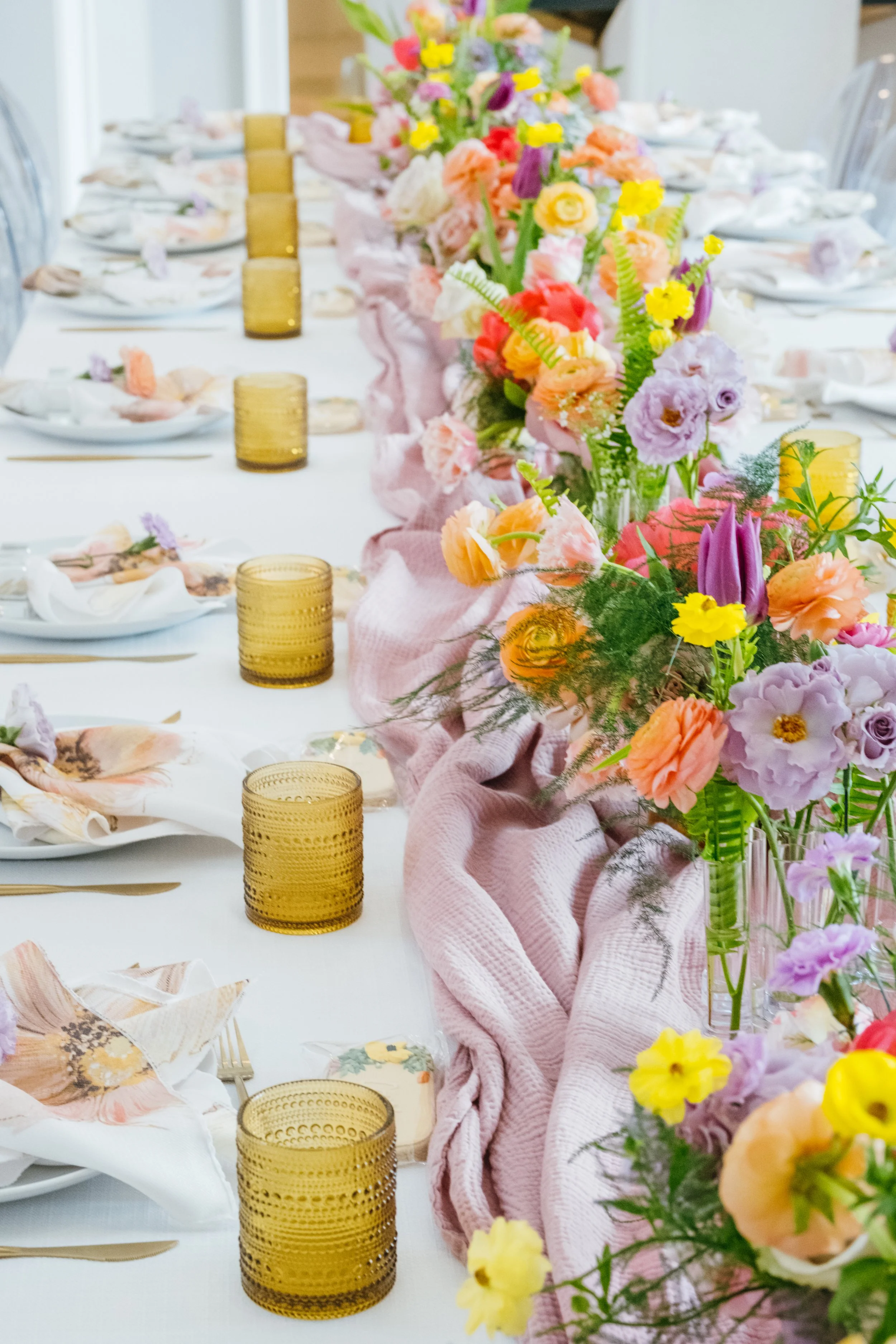 boca raton event, birthday flowers, zimmerman dress, floral runner, airy flowers, luxury flowers, coral charm peonies, kamper's kitchen, vintage wedding