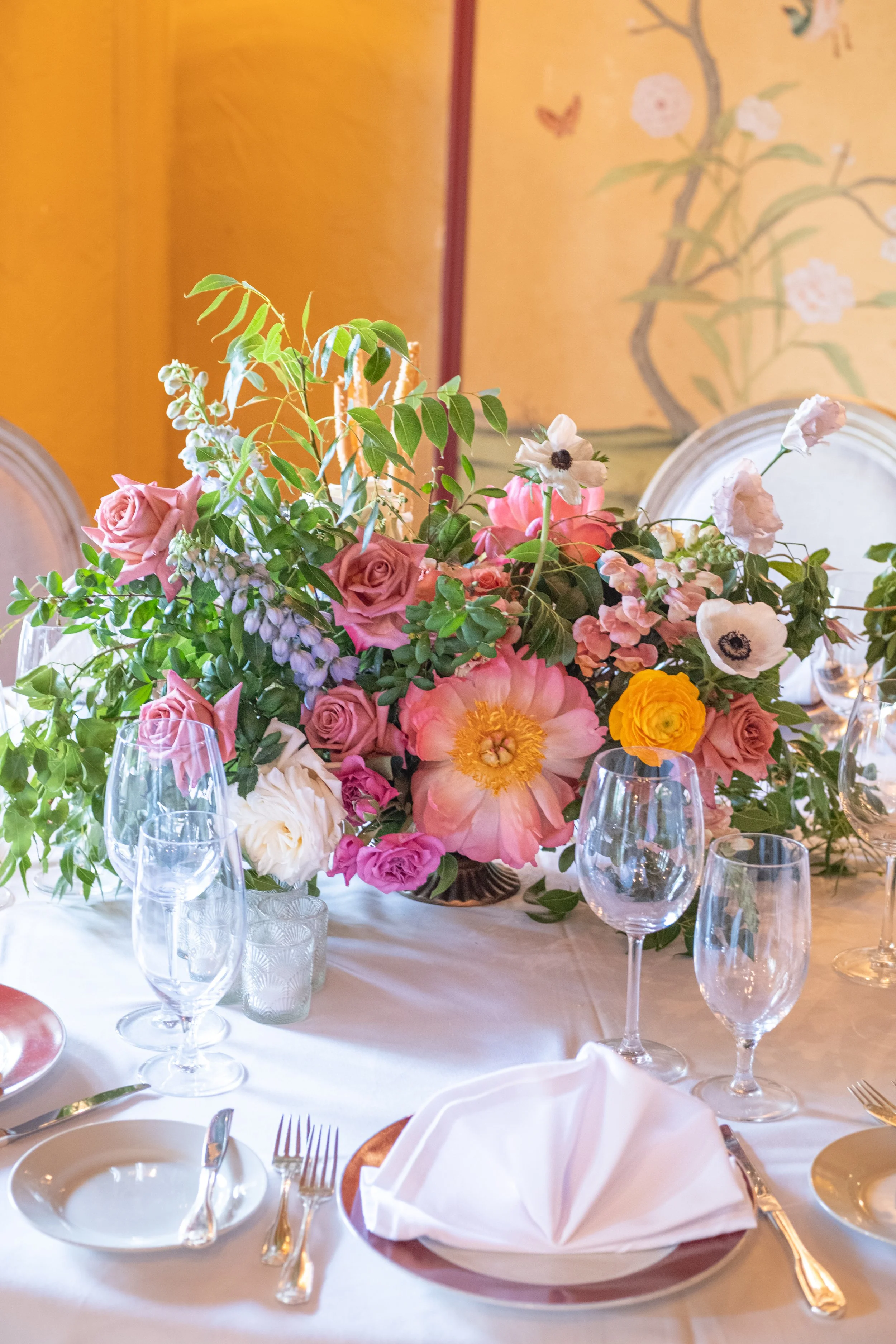 Rustic flowers, peony arrangement